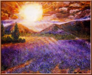 Coucher de soleil sur un champ de lavandes 39,4 x 31,91/ 2016/ Price $8,900